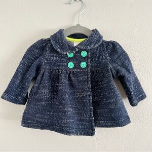 Gymboree Navy Pea Coat with Teal Accents